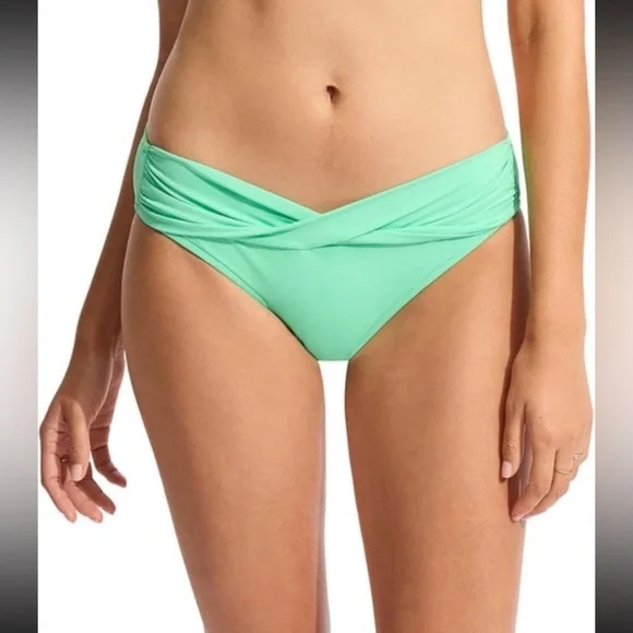 Seafolly Hybrid Bralette Keyhole Top & Twist Band Hipster Bikini Bottoms NWT 10 - Picture 4 of 11
